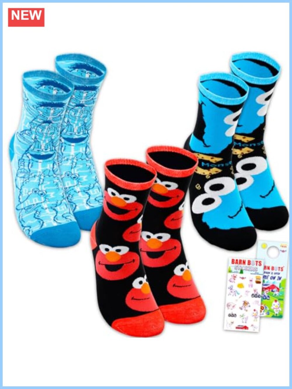 Sesame Street Crew Socks 3 Pack Polyester Spandex